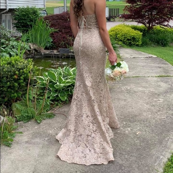 Sherri Hill long rose gold prom dress - Picture 2 of 2